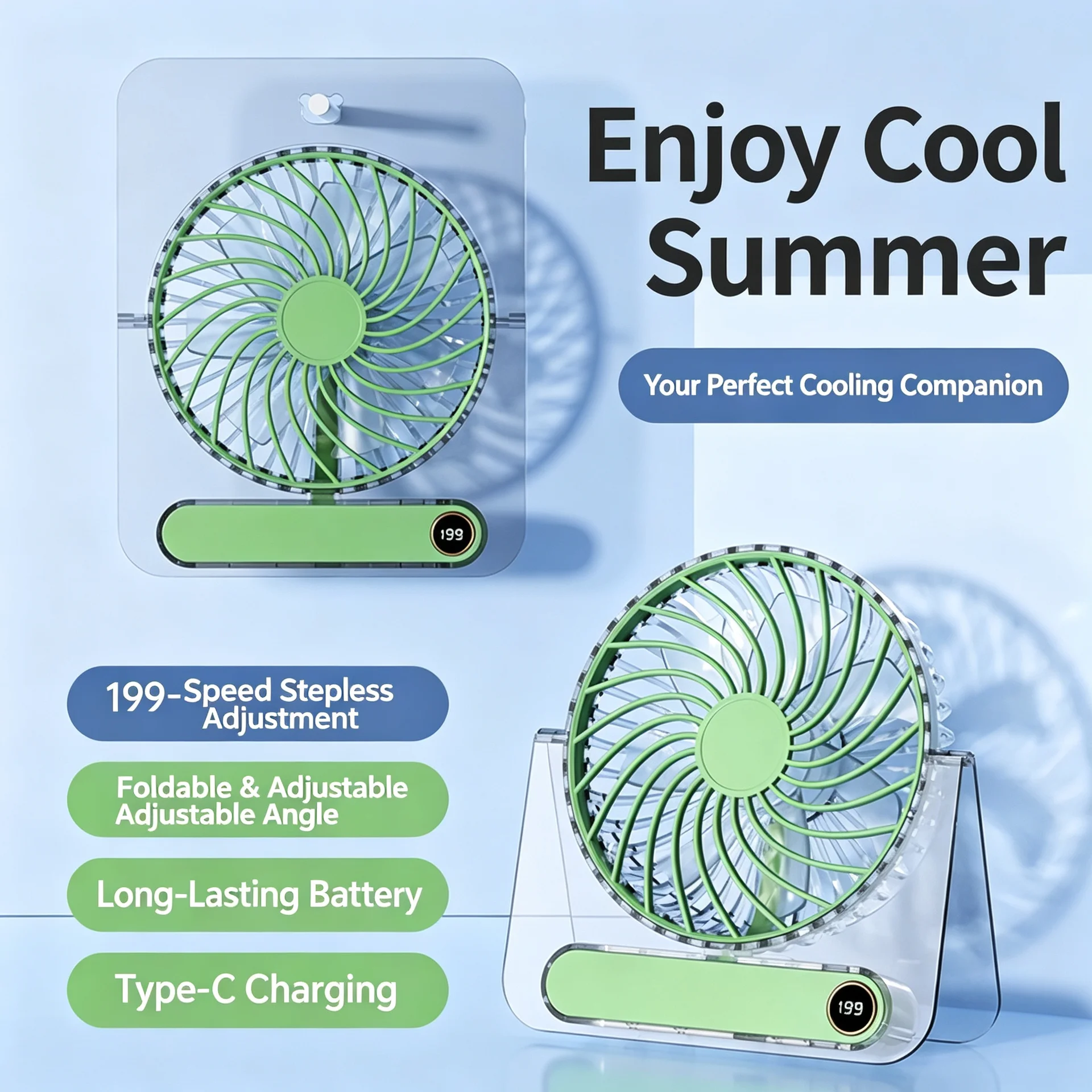 Ultra-thin Foldable Card-Shaped Portable Fan