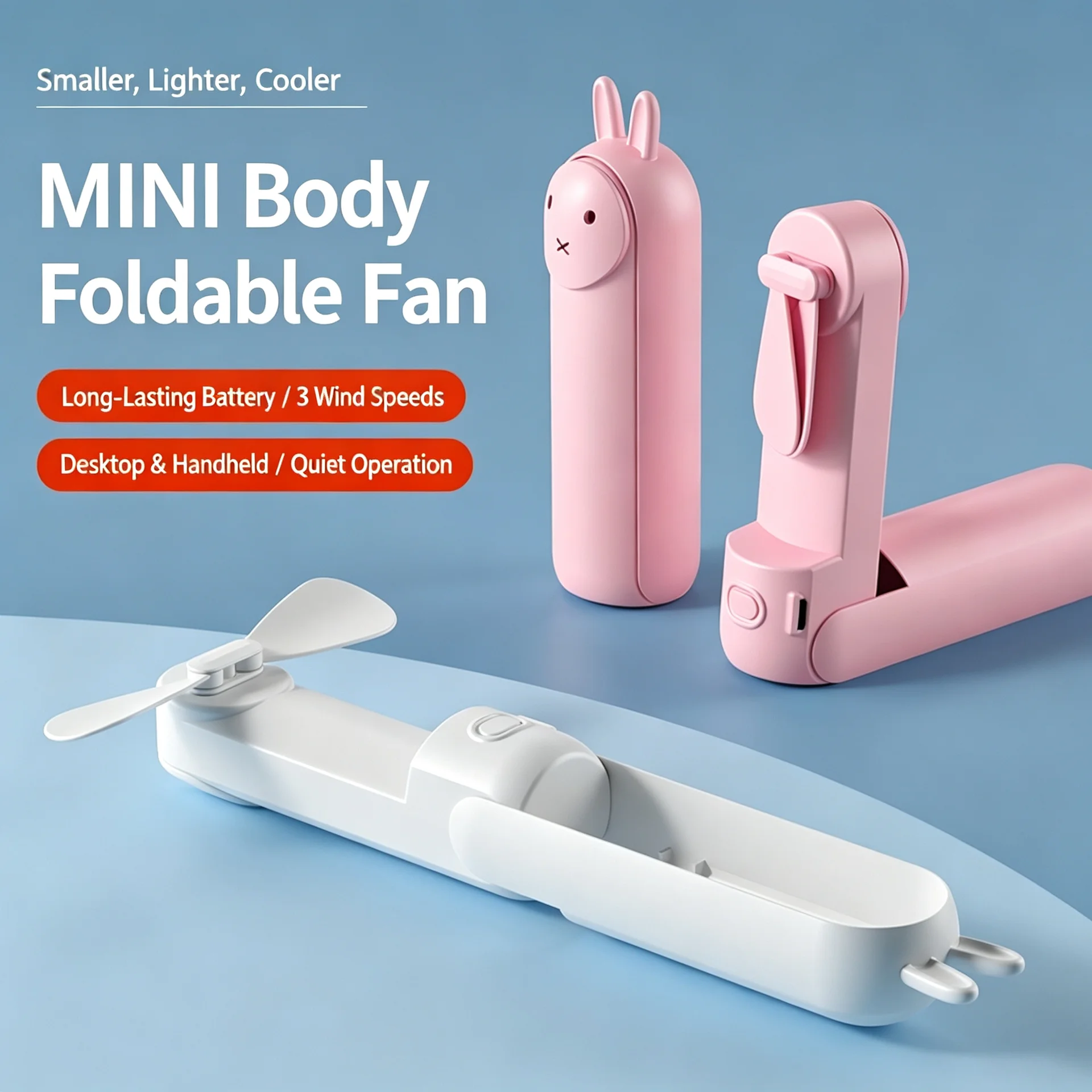 Cute Rabbit Foldable Mini Handheld Fan